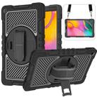 For Samsung Galaxy Tab A 10.1 2019 T515 360 Degree Rotation Contrast Color Shockproof Silicone + PC Case with Holder & Hand Grip Strap & Shoulder Strap(Black) - 1