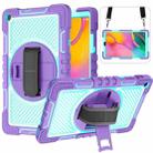 For Samsung Galaxy Tab A 10.1 2019 T515 360 Degree Rotation Contrast Color Shockproof Silicone + PC Case with Holder & Hand Grip Strap & Shoulder Strap(Purple + Mint Green) - 1