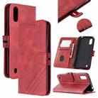 For Samsung Galaxy A01 Stitching Style 2-Color Cow Texture Horizontal Flip PU Leather Case with Holder & Card Slot & Lanyard(Red) - 1