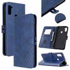 For Samsung Galaxy A11 Stitching Style 2-Color Cow Texture Horizontal Flip PU Leather Case with Holder & Card Slot & Lanyard(Blue) - 1