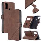 For Samsung Galaxy A21s Stitching Style 2-Color Cow Texture Horizontal Flip PU Leather Case with Holder & Card Slot & Lanyard(Brown) - 1