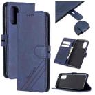 For Samsung Galaxy S20 Stitching Style 2-Color Cow Texture Horizontal Flip PU Leather Case with Holder & Card Slot & Lanyard(Blue) - 1