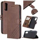 For Samsung Galaxy S20 Stitching Style 2-Color Cow Texture Horizontal Flip PU Leather Case with Holder & Card Slot & Lanyard(Brown) - 1