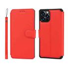 For iPhone 12 mini Plain Texture Horizontal Flip PU Leather Case with Holder & Card Slots & Photo Frame & Wallet & Strap (Red) - 1