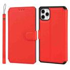 For iPhone 11 Pro Plain Texture Horizontal Flip PU Leather Case with Holder & Card Slots & Photo Frame & Wallet & Strap (Red) - 1