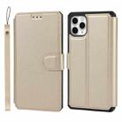 For iPhone 11 Pro Plain Texture Horizontal Flip PU Leather Case with Holder & Card Slots & Photo Frame & Wallet & Strap (Gold) - 1