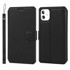 For iPhone 11 Plain Texture Horizontal Flip PU Leather Case with Holder & Card Slots & Photo Frame & Wallet & Strap (Black) - 1