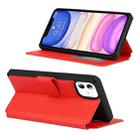 For iPhone 11 Plain Texture Horizontal Flip PU Leather Case with Holder & Card Slots & Photo Frame & Wallet & Strap (Red) - 5