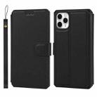 For iPhone 11 Pro Max Plain Texture Horizontal Flip PU Leather Case with Holder & Card Slots & Photo Frame & Wallet & Strap (Black) - 1