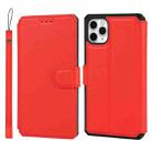 For iPhone 11 Pro Max Plain Texture Horizontal Flip PU Leather Case with Holder & Card Slots & Photo Frame & Wallet & Strap (Red) - 1