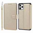 For iPhone 11 Pro Max Plain Texture Horizontal Flip PU Leather Case with Holder & Card Slots & Photo Frame & Wallet & Strap (Gold) - 1