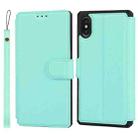 For iPhone X / XS Plain Texture Horizontal Flip PU Leather Case with Holder & Card Slots & Photo Frame & Wallet & Strap(Blue) - 1