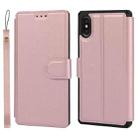 For iPhone X / XS Plain Texture Horizontal Flip PU Leather Case with Holder & Card Slots & Photo Frame & Wallet & Strap(Pink) - 1