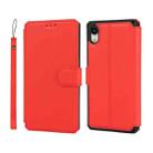For iPhone XR Plain Texture Horizontal Flip PU Leather Case with Holder & Card Slots & Photo Frame & Wallet & Strap(Red) - 1