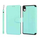 For iPhone XR Plain Texture Horizontal Flip PU Leather Case with Holder & Card Slots & Photo Frame & Wallet & Strap(Blue) - 1