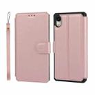 For iPhone XR Plain Texture Horizontal Flip PU Leather Case with Holder & Card Slots & Photo Frame & Wallet & Strap(Pink) - 1