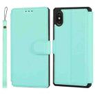 For iPhone XS Max Plain Texture Horizontal Flip PU Leather Case with Holder & Card Slots & Photo Frame & Wallet & Strap(Blue) - 1