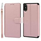 For iPhone XS Max Plain Texture Horizontal Flip PU Leather Case with Holder & Card Slots & Photo Frame & Wallet & Strap(Pink) - 1