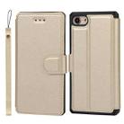 Plain Texture Horizontal Flip PU Leather Case with Holder & Card Slots & Photo Frame & Wallet & Strap For iPhone 7 / 8 / SE 2020(Gold) - 1
