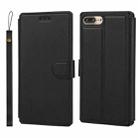 Plain Texture Horizontal Flip PU Leather Case with Holder & Card Slots & Photo Frame & Wallet & Strap For iPhone 7 Plus / 8 Plus(Black) - 1