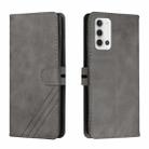 For Samsung Galaxy A22 4G Stitching Style 2-Color Cow Texture Horizontal Flip PU Leather Case with Holder & Card Slot & Lanyard(Gray) - 1