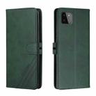 For Samsung Galaxy A22 5G Stitching Style 2-Color Cow Texture Horizontal Flip PU Leather Case with Holder & Card Slot & Lanyard(Green) - 1