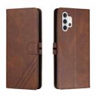 For Samsung Galaxy A32 4G Stitching Style 2-Color Cow Texture Horizontal Flip PU Leather Case with Holder & Card Slot & Lanyard(Brown) - 1