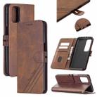 For Samsung Galaxy A42 5G Stitching Style 2-Color Cow Texture Horizontal Flip PU Leather Case with Holder & Card Slot & Lanyard(Brown) - 1
