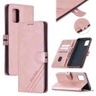 For Samsung Galaxy A71 5G Stitching Style 2-Color Cow Texture Horizontal Flip PU Leather Case with Holder & Card Slot & Lanyard(Rose Gold) - 1