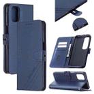For Samsung Galaxy M51 Stitching Style 2-Color Cow Texture Horizontal Flip PU Leather Case with Holder & Card Slot & Lanyard(Blue) - 1