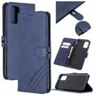 For Samsung Galaxy Note20 Stitching Style 2-Color Cow Texture Horizontal Flip PU Leather Case with Holder & Card Slot & Lanyard(Blue) - 1