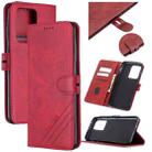 For Samsung Galaxy Note20 Ultra Stitching Style 2-Color Cow Texture Horizontal Flip PU Leather Case with Holder & Card Slot & Lanyard(Red) - 1