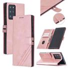 For Samsung Galaxy Note20 Ultra Stitching Style 2-Color Cow Texture Horizontal Flip PU Leather Case with Holder & Card Slot & Lanyard(Rose Gold) - 1