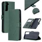 For Samsung Galaxy S21 5G Stitching Style 2-Color Cow Texture Horizontal Flip PU Leather Case with Holder & Card Slot & Lanyard(Green) - 1