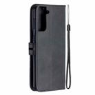 For Samsung Galaxy S21+ 5G Stitching Style 2-Color Cow Texture Horizontal Flip PU Leather Case with Holder & Card Slot & Lanyard(Black) - 3