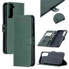 For Samsung Galaxy S21+ 5G Stitching Style 2-Color Cow Texture Horizontal Flip PU Leather Case with Holder & Card Slot & Lanyard(Green) - 1