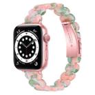 Oval Resin Watch Band For Apple Watch Series 8&7 41mm / SE 2&6&SE&5&4 40mm / 3&2&1 38mm(Pink Green Flower) - 1