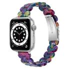 Oval Resin Watch Band For Apple Watch Series 8&7 41mm / SE 2&6&SE&5&4 40mm / 3&2&1 38mm(Purple Green Flower) - 1