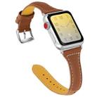 Three-color T-shape Leather Watch Band For Apple Watch Series 9&8&7 41mm / SE 3&SE 2&6&SE&5&4 40mm / 3&2&1 38mm(Coffee Brown+Brown) - 1