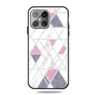 For iPhone 13 Frosted Fashion Marble Shockproof  TPU Protective Case(White Pink Triangle) - 1