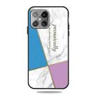 For iPhone 13 Pro Frosted Fashion Marble Shockproof  TPU Protective Case (Blue-violet Triangle) - 1