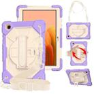 For Samsung Galaxy Tab A7 T500 / T505 Contrast Color Robot Shockproof Silicon + PC Protective Case with Holder & Shoulder Strap(Lotus Root Purple Beige) - 1