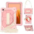 For Samsung Galaxy Tab A7 T500 / T505 Contrast Color Robot Shockproof Silicon + PC Protective Case with Holder & Shoulder Strap(Rose Gold) - 1