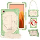 For Samsung Galaxy Tab A7 T500 / T505 Contrast Color Robot Shockproof Silicon + PC Protective Case with Holder & Shoulder Strap(Matcha Green) - 1