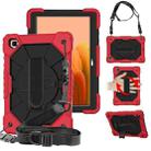 For Samsung Galaxy Tab A7 T500 / T505 Contrast Color Robot Shockproof Silicon + PC Protective Case with Holder & Shoulder Strap(Red+Black) - 1