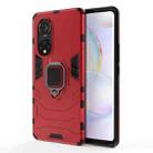 For Honor 50 Pro PC + TPU Shockproof Protective Case with Magnetic Ring Holder(Red) - 1