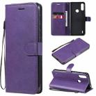 For Motorola Moto E7 Power Solid Color Horizontal Flip Protective Leather Case with Holder & Card Slots & Wallet & Photo Frame & Lanyard(Purple) - 1