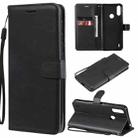 For Motorola Moto E7 Power Solid Color Horizontal Flip Protective Leather Case with Holder & Card Slots & Wallet & Photo Frame & Lanyard(Black) - 1