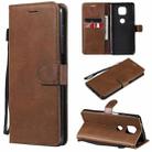 For Motorola Moto G Power 2021 Solid Color Horizontal Flip Protective Leather Case with Holder & Card Slots & Wallet & Photo Frame & Lanyard(Brown) - 1