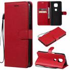 For Motorola Moto G Power 2021 Solid Color Horizontal Flip Protective Leather Case with Holder & Card Slots & Wallet & Photo Frame & Lanyard(Red) - 1